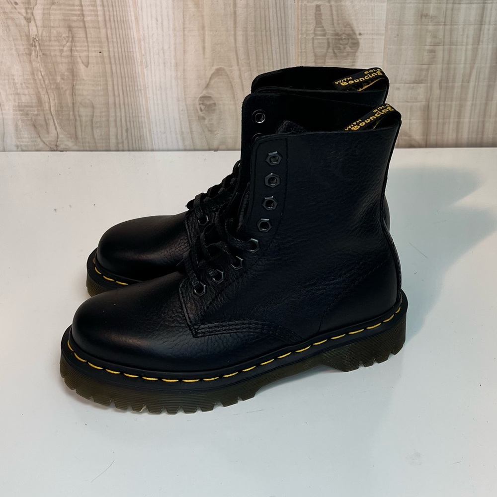 Dr. Martens 1460 Pascal Black Combat Moto Women's Boots Size 6 - Picture 3 of 9